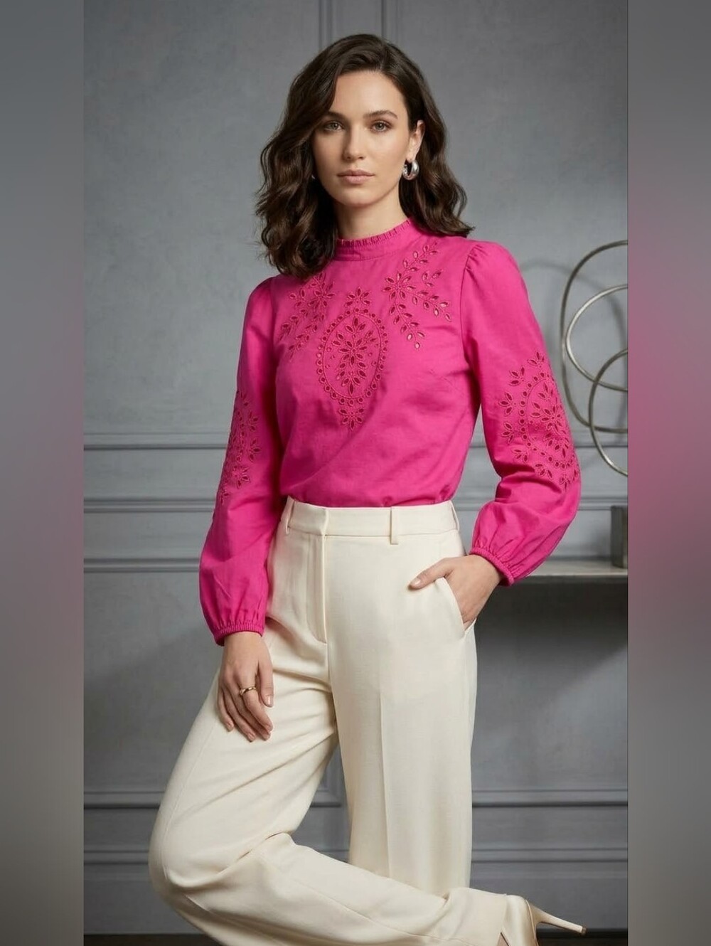 J.Crew Embroidered Pink Blouse Size XS